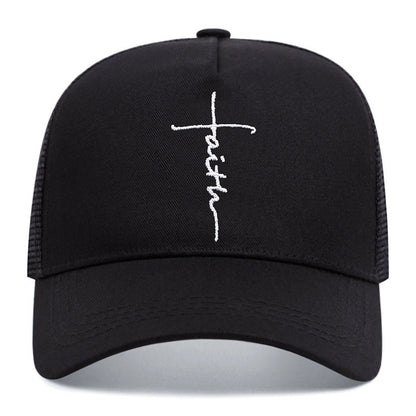 Cross English Embroidery Breathable Baseball Cap