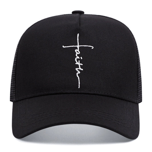 Cross English Embroidery Breathable Baseball Cap