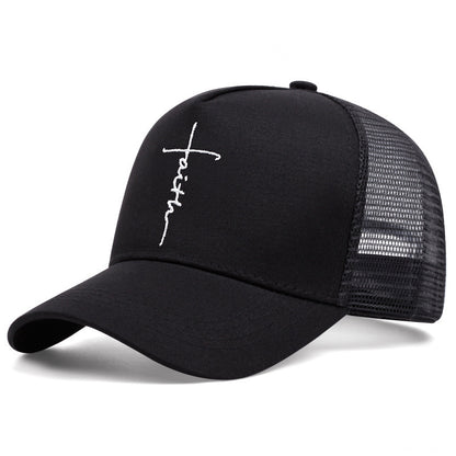 Cross English Embroidery Breathable Baseball Cap