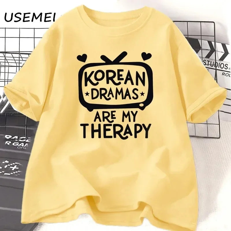 K-drama t camisa feminina coreia drama camiseta 100% algodão manga curta oversized tshirt mulher streetwear casual roupas femininas t