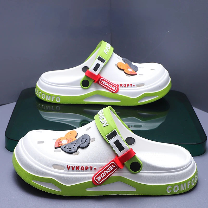 Verão buraco sapatos masculinos usam moda casual antiderrapante portátil sandálias esportivas praia passo no dedo do pé chinelos respiráveis para homem ao ar livre