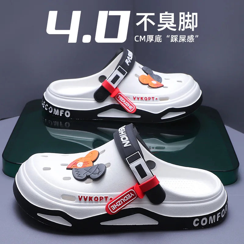 Verão buraco sapatos masculinos usam moda casual antiderrapante portátil sandálias esportivas praia passo no dedo do pé chinelos respiráveis para homem ao ar livre