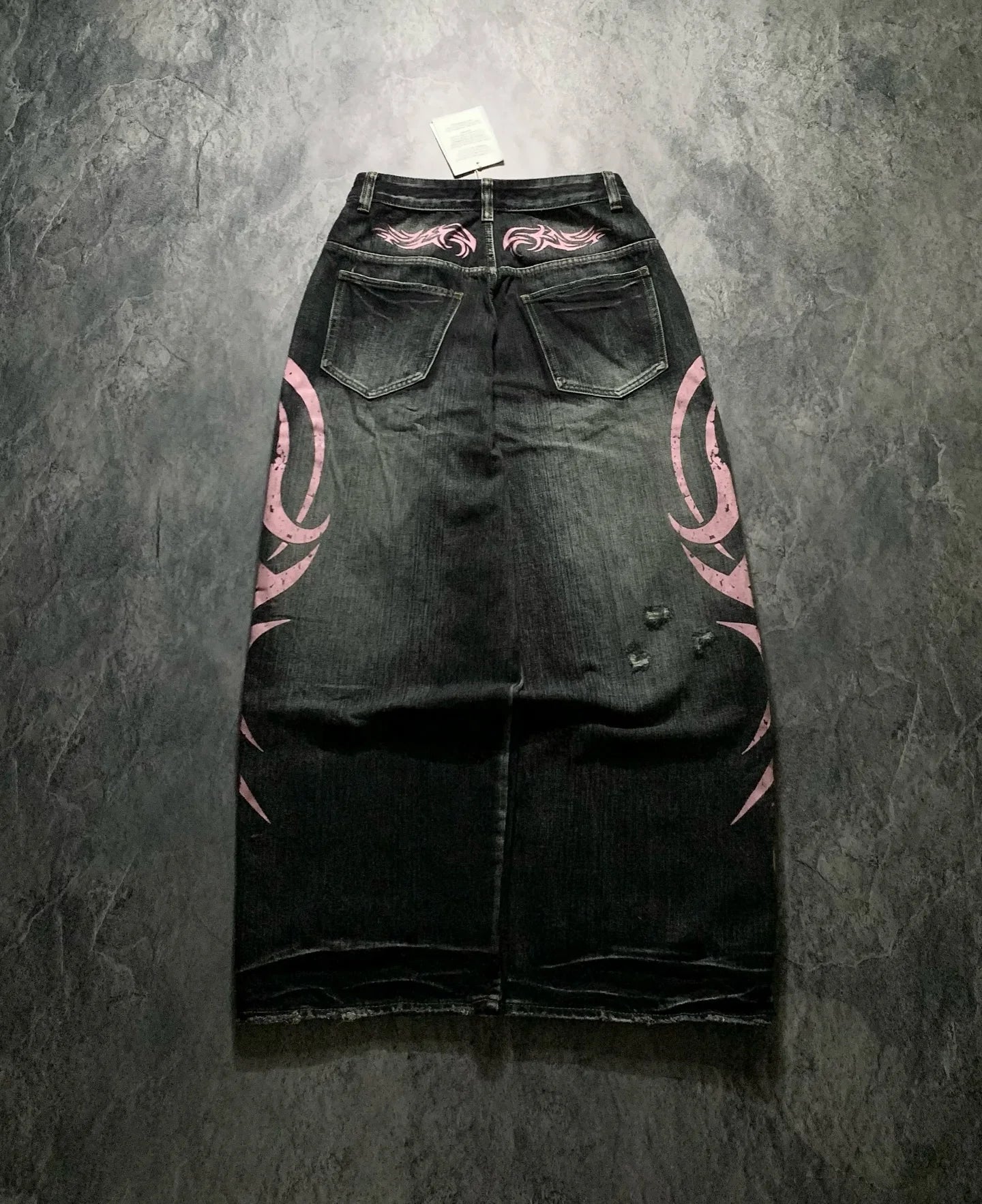 Y2k graffiti gótico jeans solto punk impressão jeans retro rua hip hop calças retas high street harajuku calças de casal