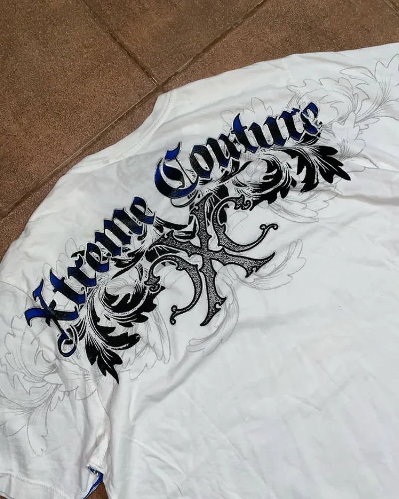 Gótico xtreme verão camiseta homem 2000s asas crânio gráfico camiseta leve algodão manga curta casual respirável camiseta