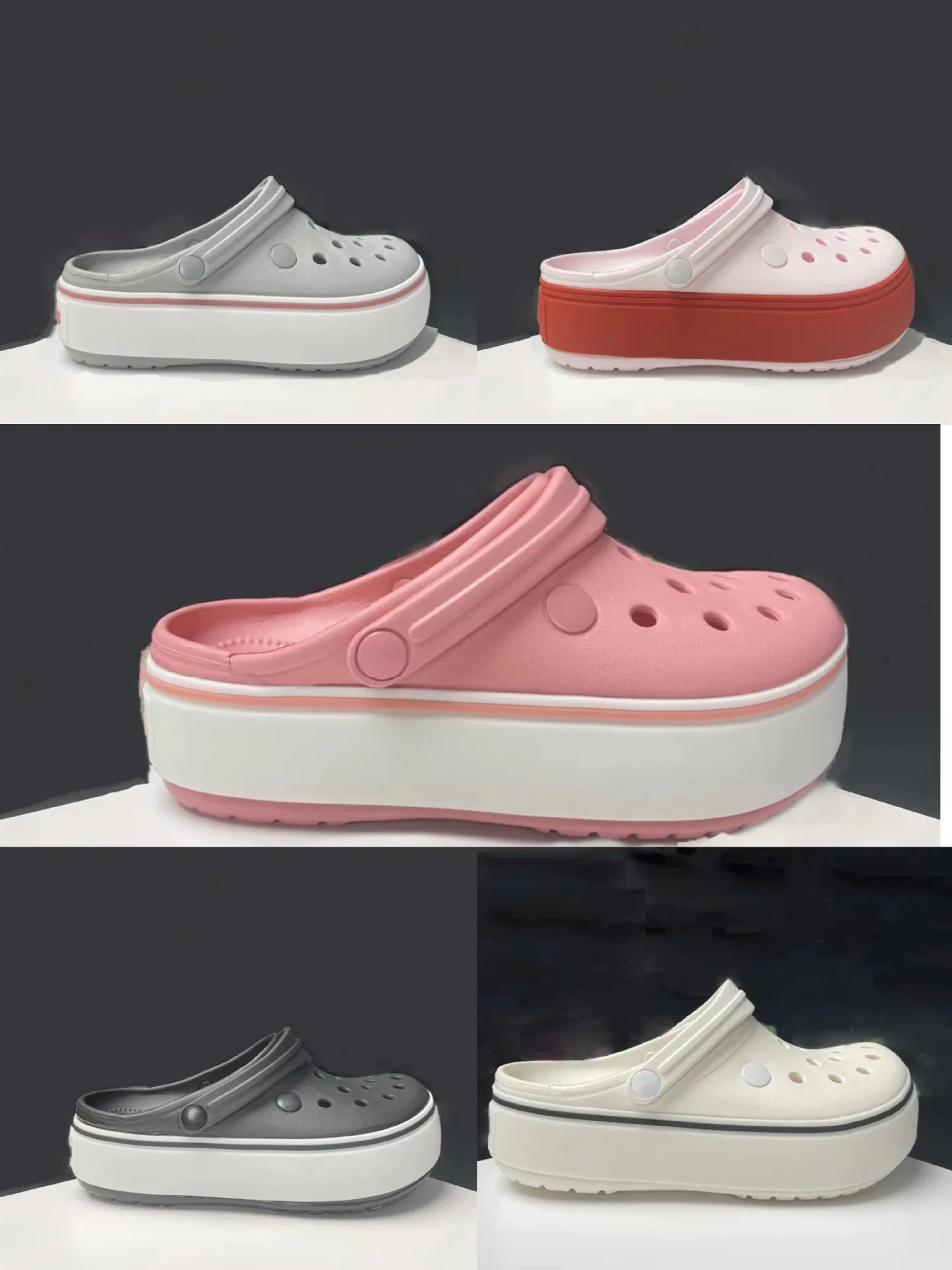 2025 novos sapatos femininos perfurados para o verão, respiráveis, leves, sola grossa, aumento de altura, antiderrapantes, sandálias de praia