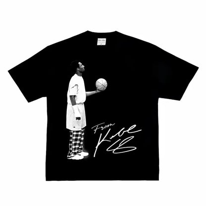Kobe olhar para cima ao americano pesado y2k unissex masculino feminino roupas de manga curta em torno do pescoço impressão pulôver camisetas 33193