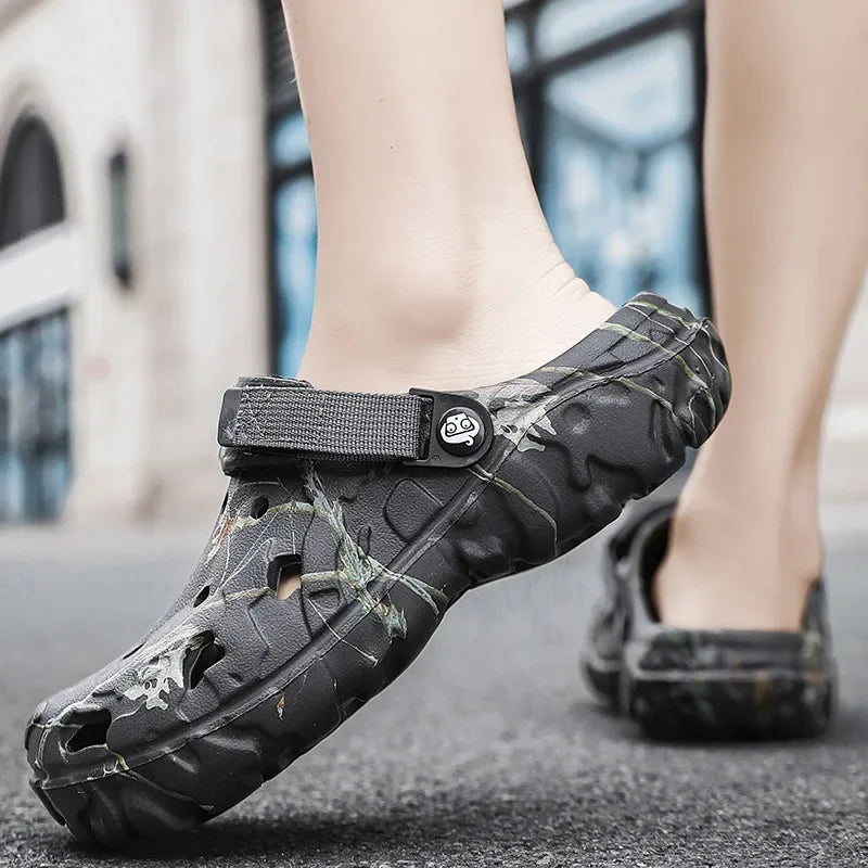 Sandálias masculinas de verão, tamancos para casa, jardim, sapatos confortáveis, antiderrapantes, fundo macio, sandálias, tamanho grande 46 47