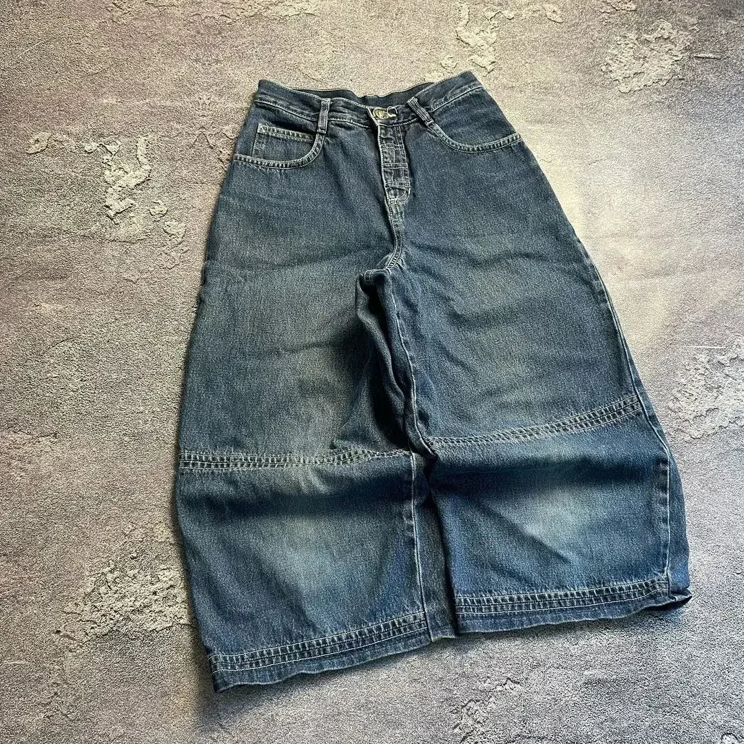 Vintage bordado masculino e feminino baggy jeans feminino rua harajuku lavado angustiado cintura alta jeans perna larga y2k calças