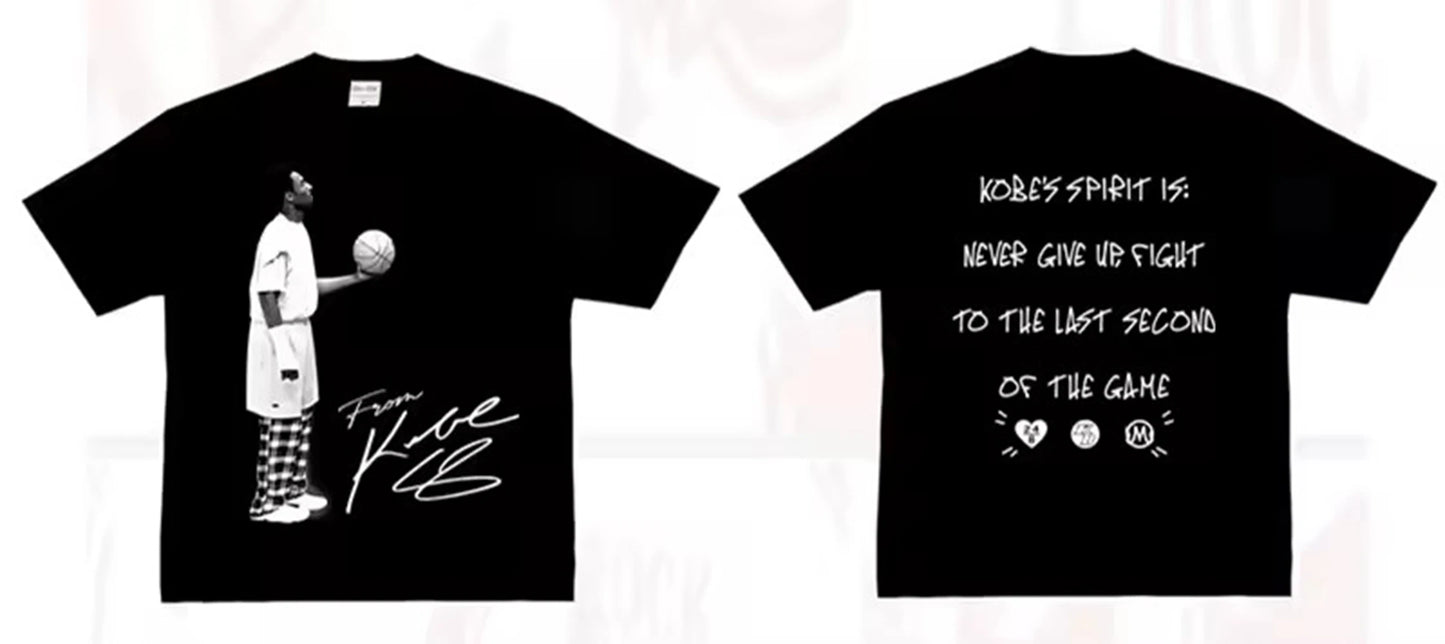 Kobe olhar para cima ao americano pesado y2k unissex masculino feminino roupas de manga curta em torno do pescoço impressão pulôver camisetas 33193