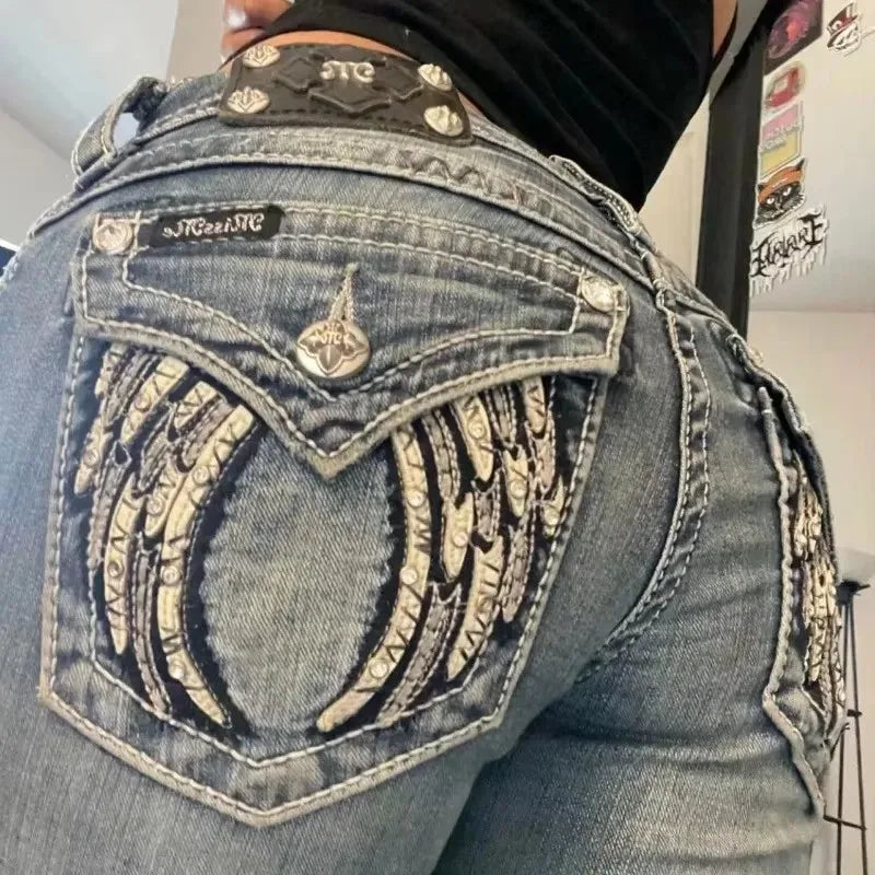 2024 nova tendência americana retro hip-hop bordado padrão jeans baggy para homens e mulheres y2k harajuku gótico calças largas streetwear