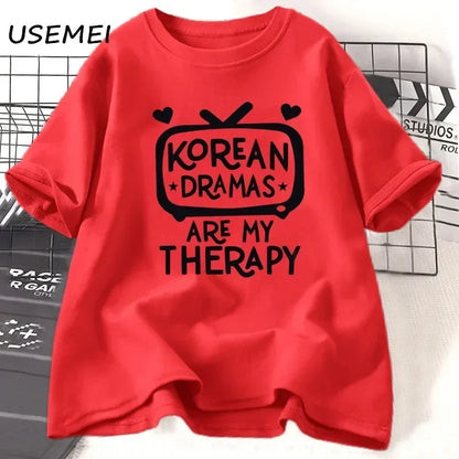 K-drama t camisa feminina coreia drama camiseta 100% algodão manga curta oversized tshirt mulher streetwear casual roupas femininas t