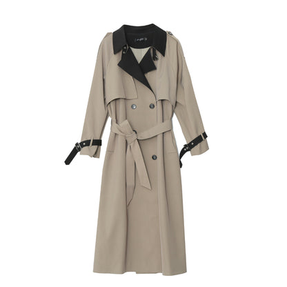 Retro Commuter-Style Mid-Length Colorblock Loose Coat